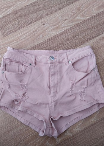 Pudra Pembe Mini Denim Şort