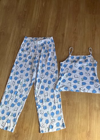 Mavi Desenli Kadın Pijama Takımı