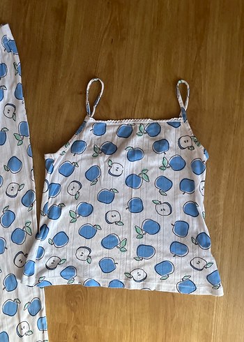 xs Beden Mavi Desenli Kadın Pijama Takımı