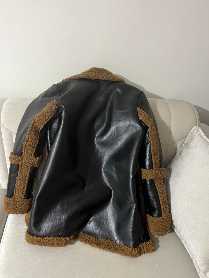 Kahverengi Kürklü Deri Kadın Ceket - Görsel 2