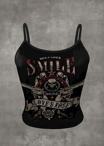 Siyah Baskılı Gotik body