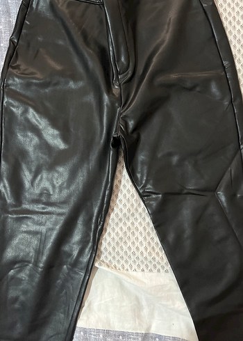 Siyah Parlak Deri Biker Pantolon