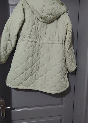 Bej Kapitone Düğmeli Midi Ceket - Görsel 4