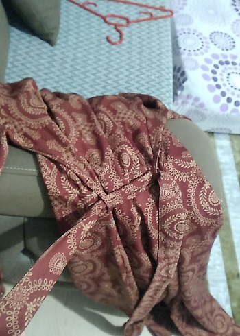 42 Beden Bordo Batik Desen Bohem Uzun Elbise
