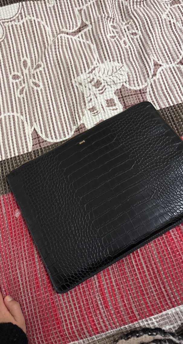 Kadın Siyah Deri Yılan Desenli Fermuarlı Clutch - Görsel 2