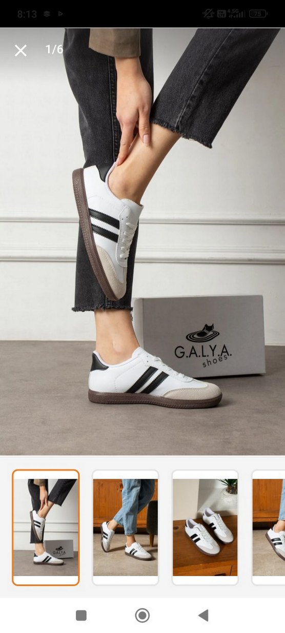 Beyaz Siyah Çizgili Kadın Spor Ayakkabı - Görsel 4