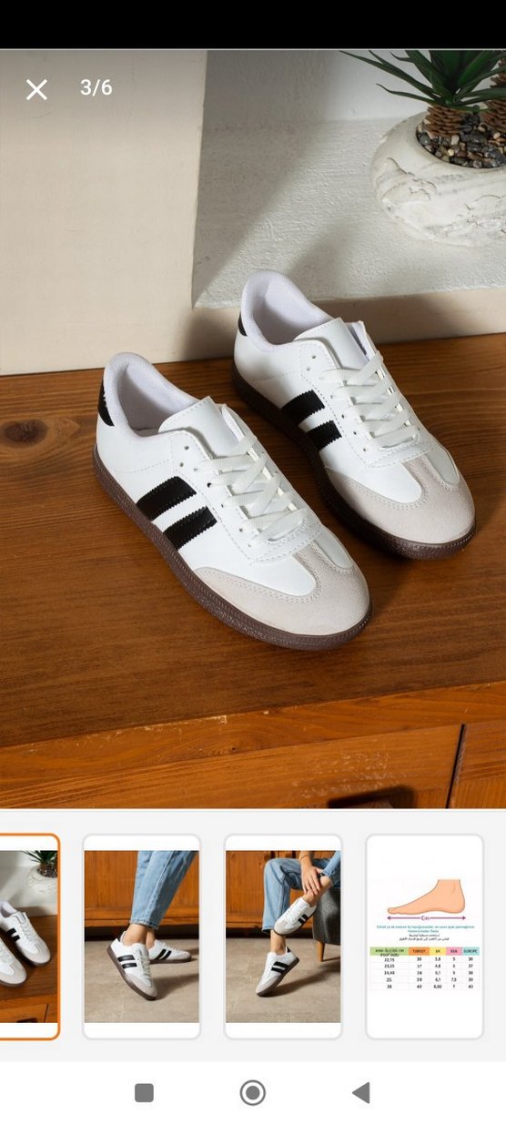 Beyaz Siyah Çizgili Kadın Spor Ayakkabı - Görsel 2