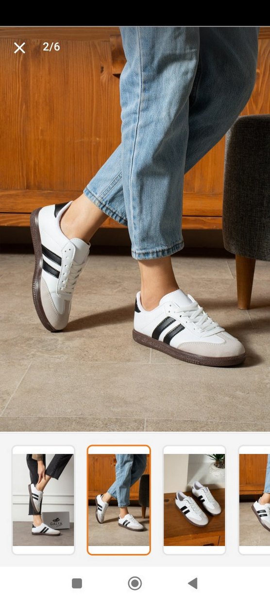 Beyaz Siyah Çizgili Kadın Spor Ayakkabı - Görsel 3