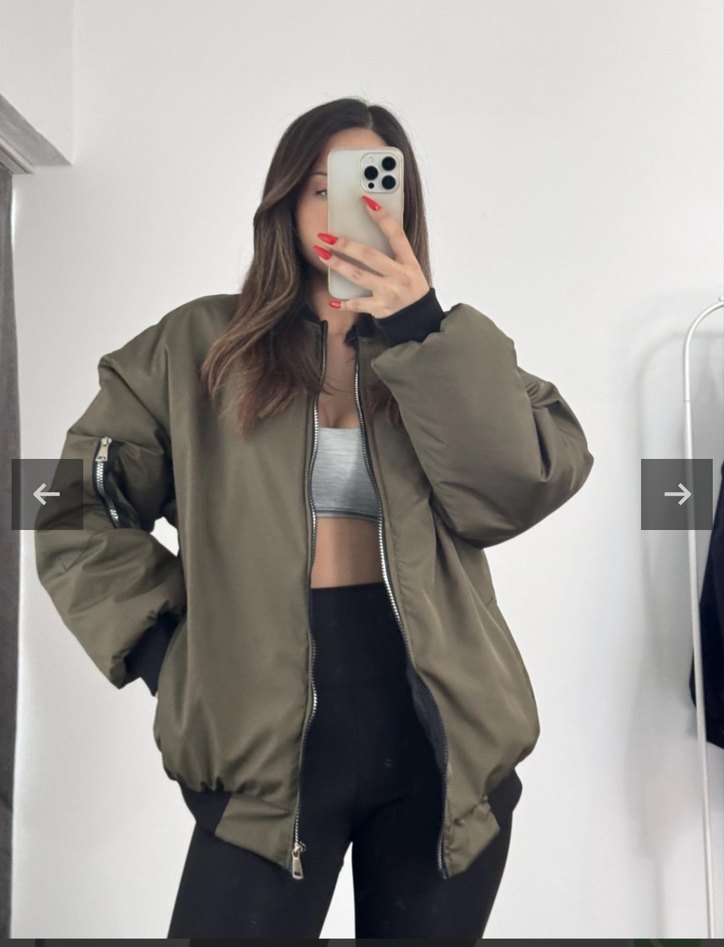 Kadın Haki Oversize Bomber Ceket - Görsel 2