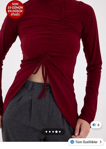Bordo büzgü detaylı balıkçı yaka kadın bluz - Görsel 2