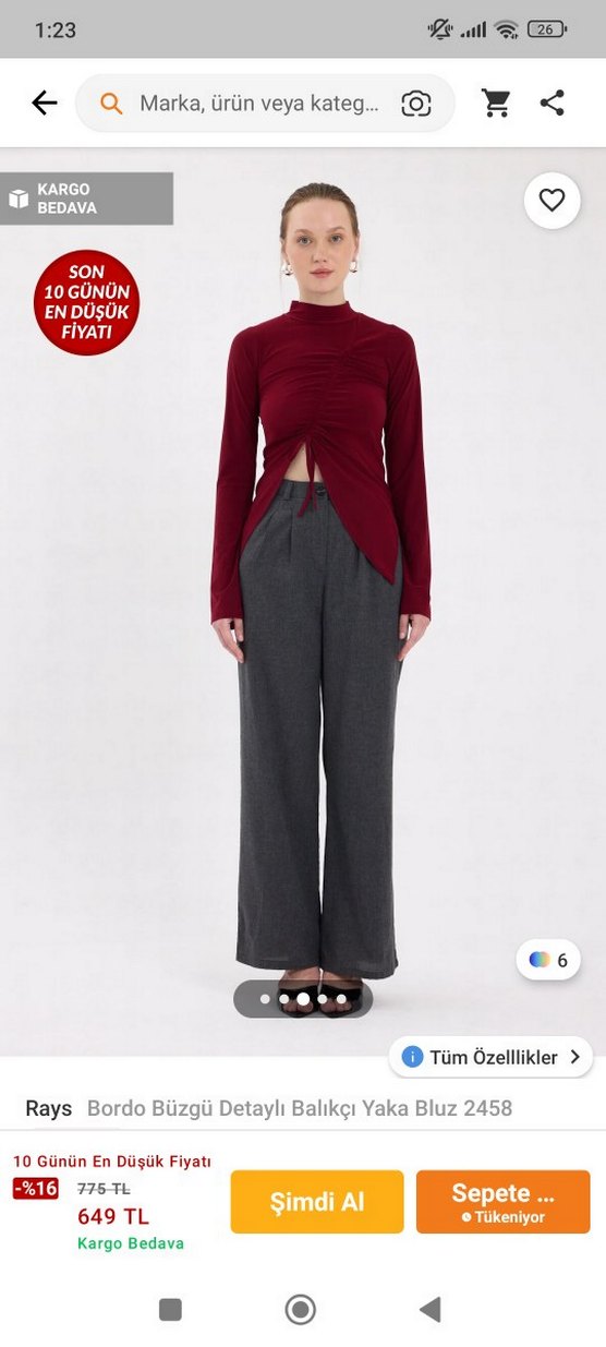 Bordo büzgü detaylı balıkçı yaka kadın bluz - Görsel 4