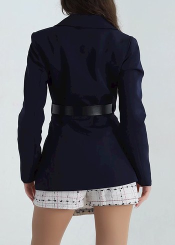 Lacivert Kemer Detaylı Blazer Ceket - Görsel 3