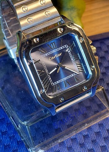 Mavi Kadranlı Cartier Klasik Erkek Saati - Görsel 2