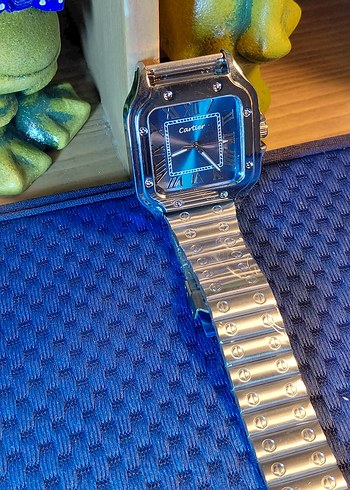 Mavi Kadranlı Cartier Klasik Erkek Saati - Görsel 4