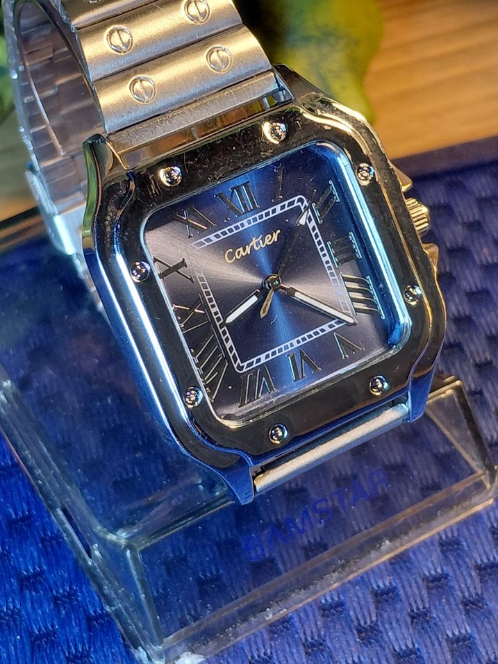 Mavi Kadranlı Cartier Klasik Erkek Saati - Görsel 2