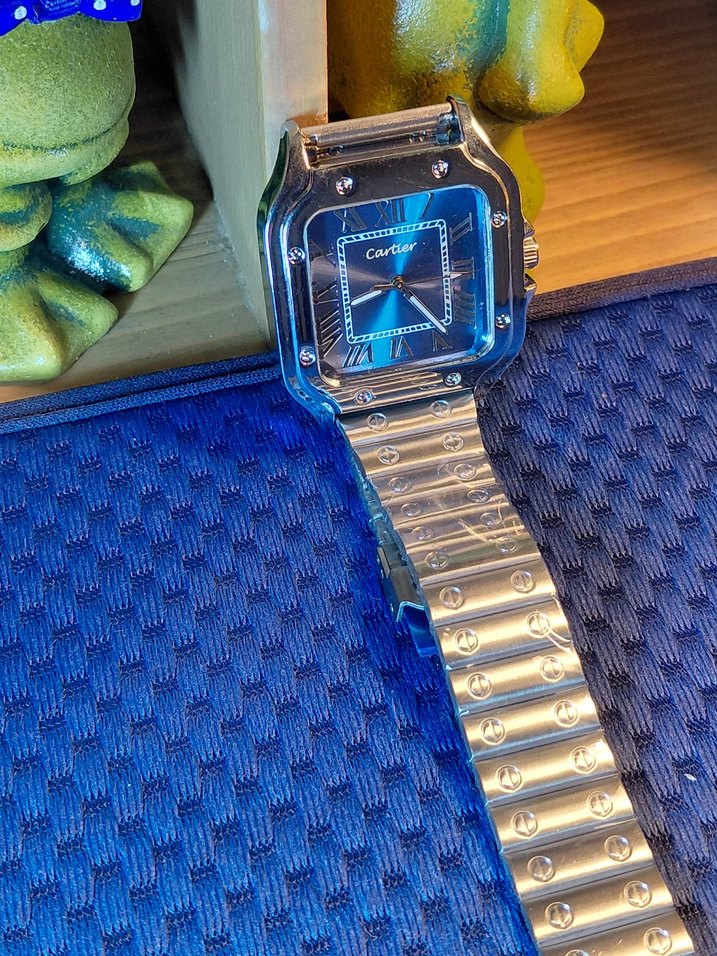 Mavi Kadranlı Cartier Klasik Erkek Saati - Görsel 4