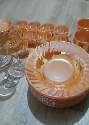 12 adet antika sarı tabak - Görsel 3