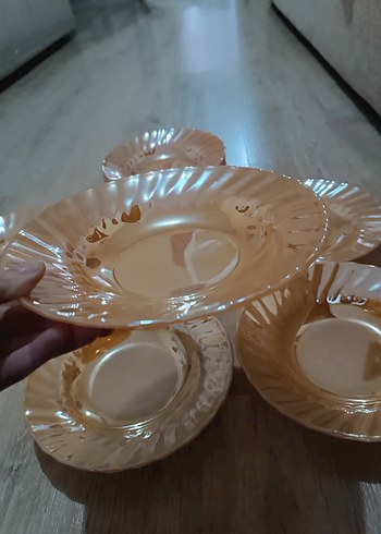 12 adet antika sarı tabak - Görsel 2