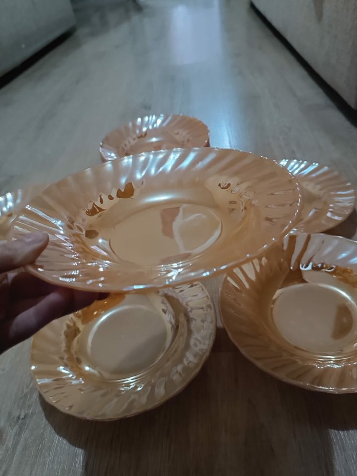 12 adet antika sarı tabak - Görsel 2