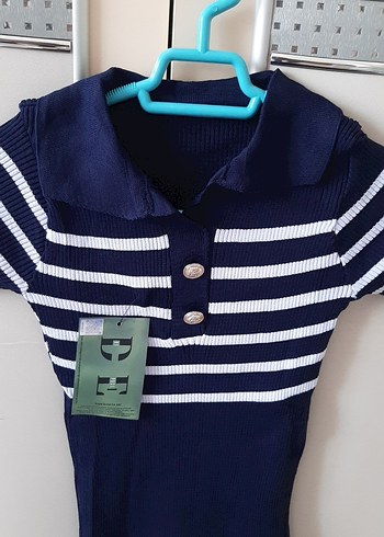 Standart Beden Beden Kız Çocuk Lacivert Düğmeli Polo Tişört