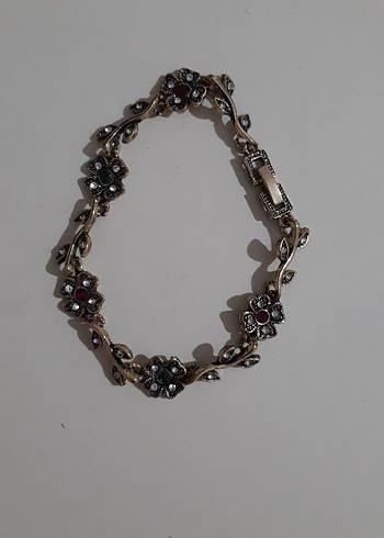 Beden bordo Renk Bordo Nakışlı Zincir Detaylı Vintage kadın Bileklik