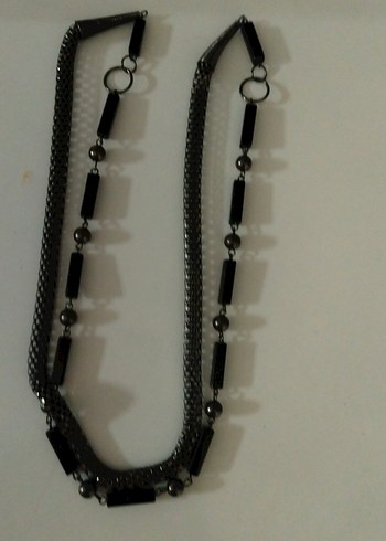 Beden Uzun Siyah Yılan Desenli Gotik Zincir Kolye