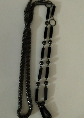 Diğer Uzun Siyah Yılan Desenli Gotik Zincir Kolye