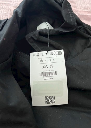 xs Beden BERSHKA Siyah Uzun Kemerli Trençkot
