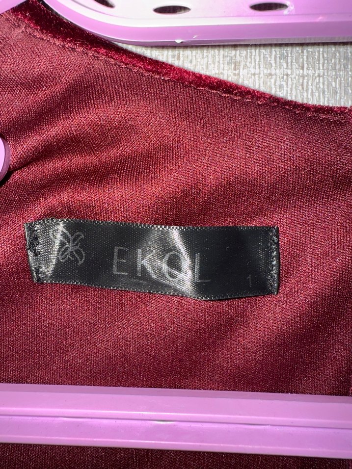 Bordo Piliseli V Yaka Midi Kadın Elbise - Görsel 2