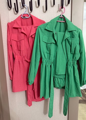 Pembe Kemerli Keten Mini Kadın Takım - Görsel 3