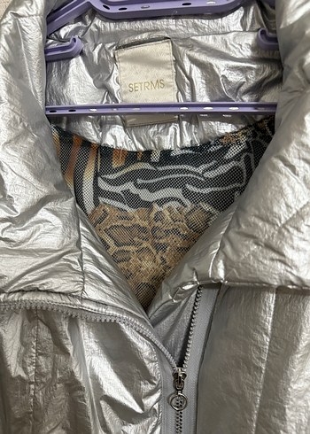 Gri Metalik Kemerli Midi Kadın Ceket - Görsel 3