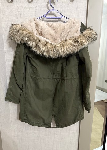 Gri Kürklü Kadın Midi Mont - Görsel 4