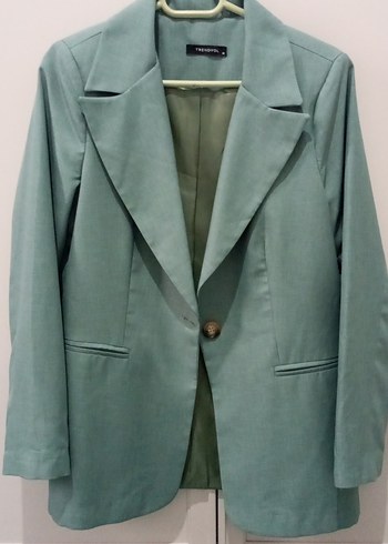 Düğmeli Turkuaz Kadın Blazer Ceket