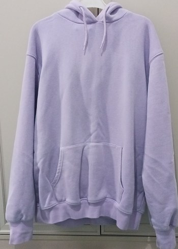 Kadın Pastel Mor Kapüşonlu Basic Sweatshirt