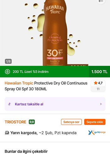 Hawaiian Tropic SPF 30 Parlaklık Sağlayan Güneş Spreyi - Görsel 8