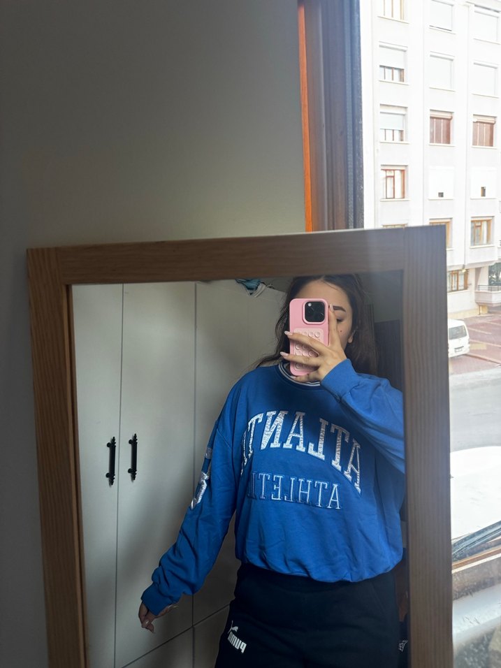 Kadın Mavi Uzun Kollu  Sweatshirt - Görsel 2