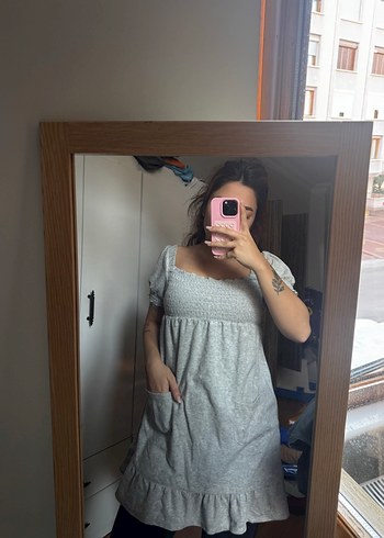 Gri Kadın Midi Bağlamalı Elbise - Görsel 3