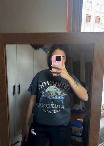 Siyah Baskılı Rock Punk Tişört - Görsel 7