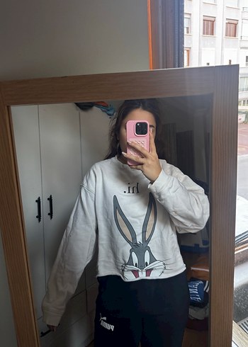 Gri Baskılı Kadın Sweatshirt