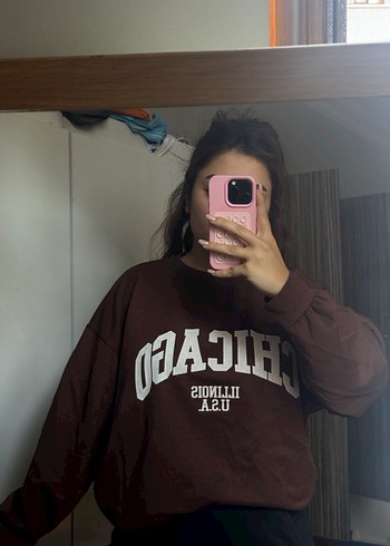 Trendyol & Milla Kadın Kahverengi Uzun Kollu Baskılı Sweatshirt