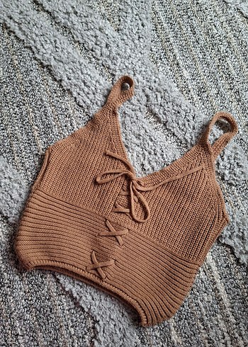 Bohem Kahverengi Kısa Örgü Bralet