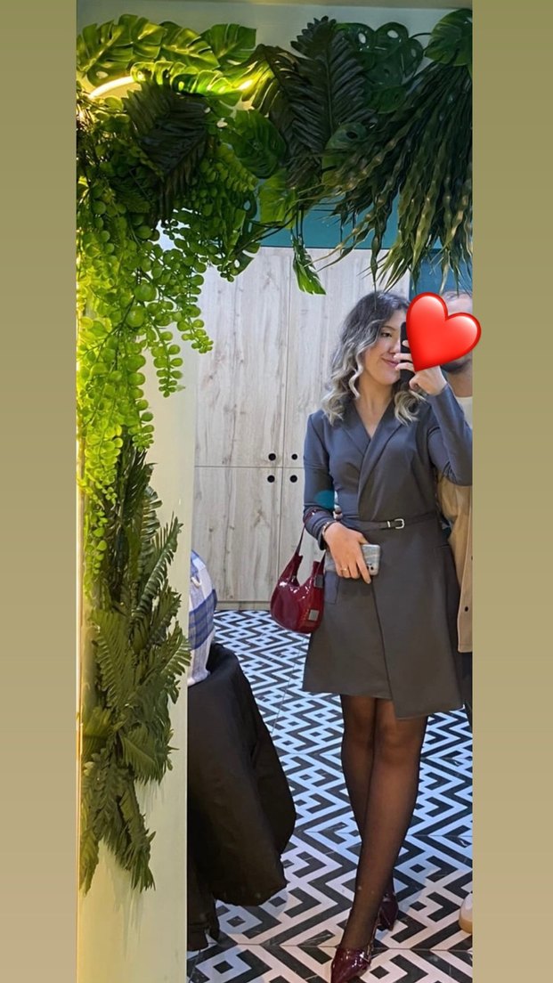 Gri  Kemerli Mini Elbise - Görsel 2