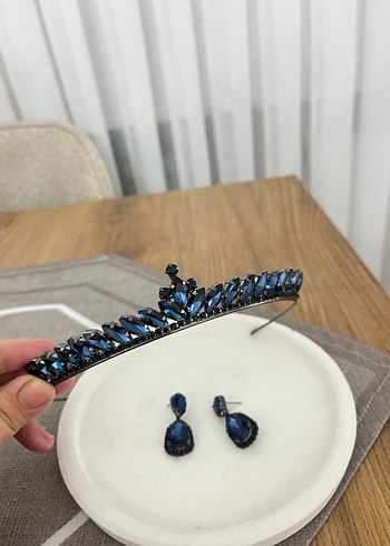 Lacivet Taç  küpe set - Görsel 2