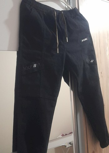 Siyah Bol Kesim Denim Erkek Pantolon