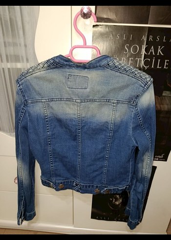 Diğer Düğmeli Mavi Kadın Kot Ceket