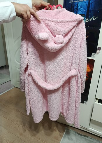 Kız Çocuk Pembe Peluş Sabahlık - Görsel 3