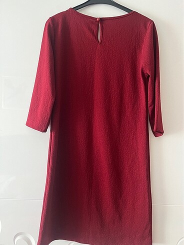 xl Beden bordo Renk Yaka Detaylı Elbise