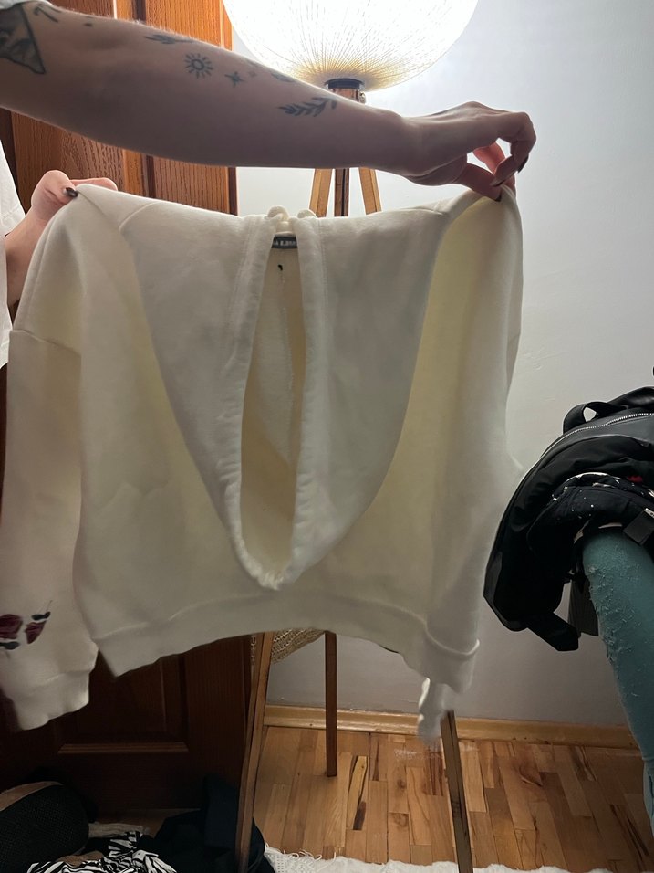 Beyaz Baskılı Kadın Sweatshirt - Görsel 2