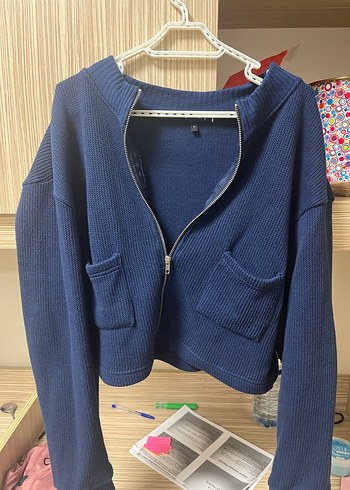 Fermuarlı Midi Lacivert Kadın Ceket - Görsel 2