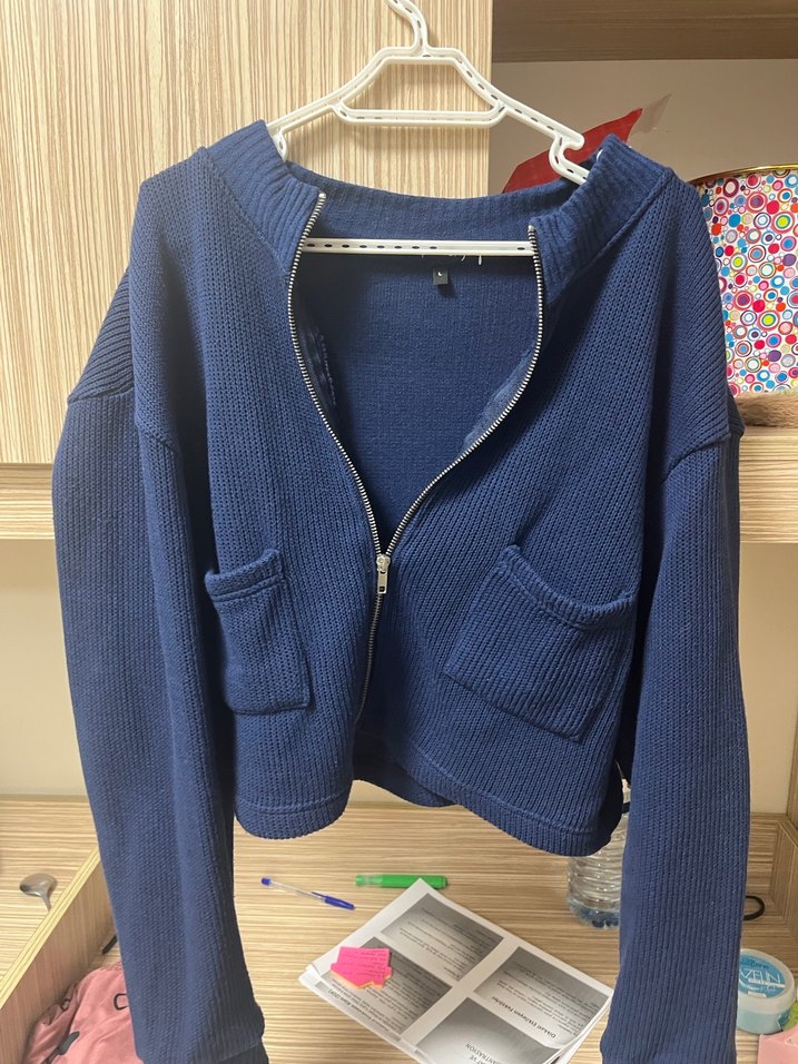 Fermuarlı Midi Lacivert Kadın Ceket - Görsel 2